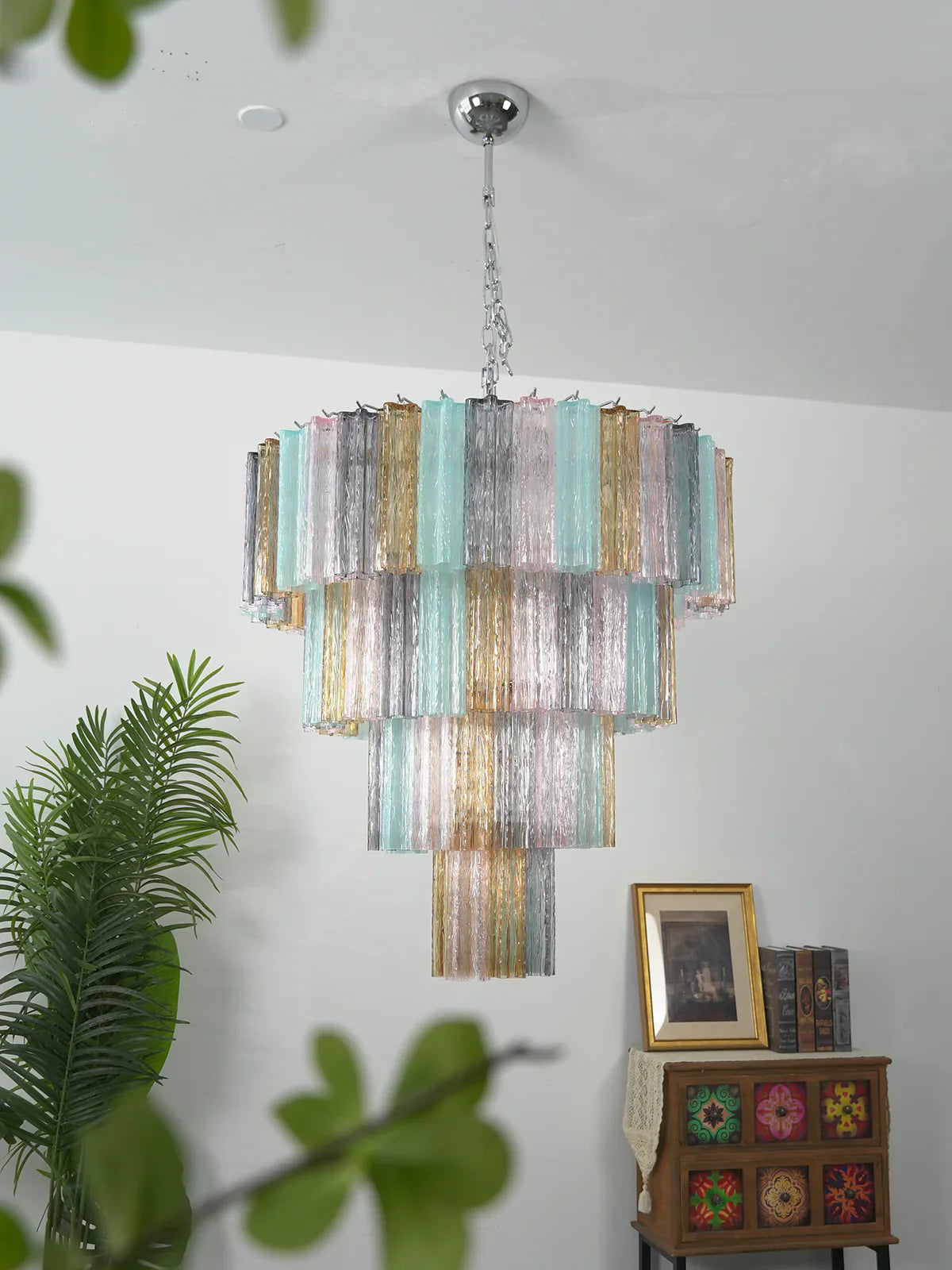 Multi Layered Stained Glass Chandelier product image