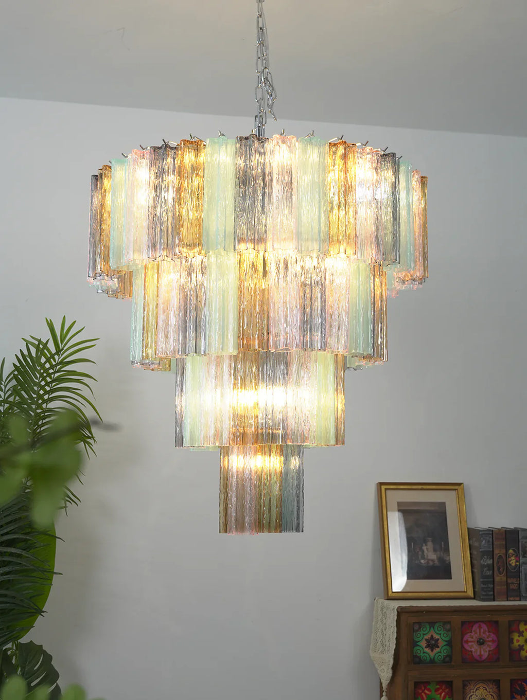 Multi Layered Stained Glass Chandelier product image