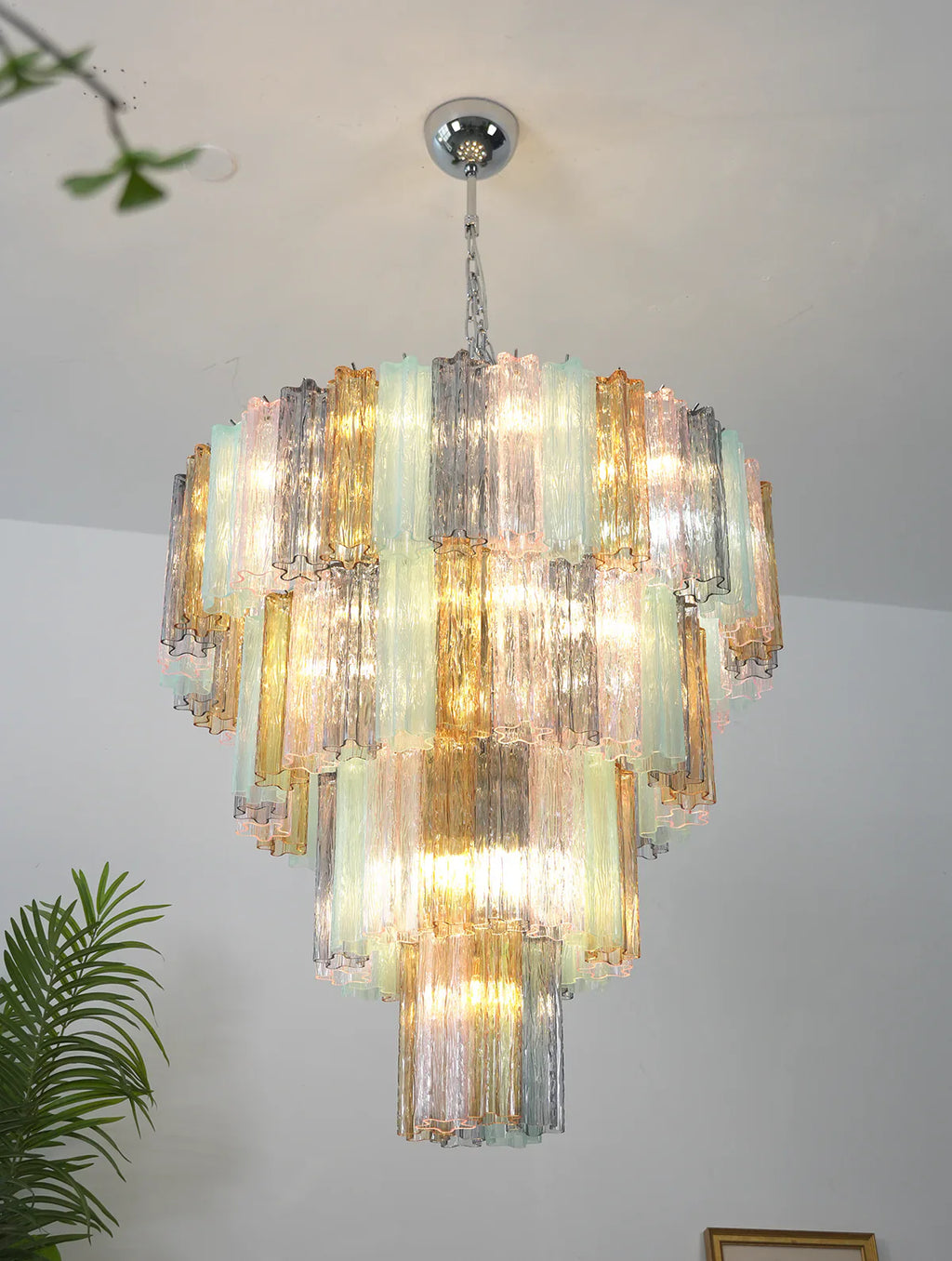 Multi Layered Stained Glass Chandelier product image