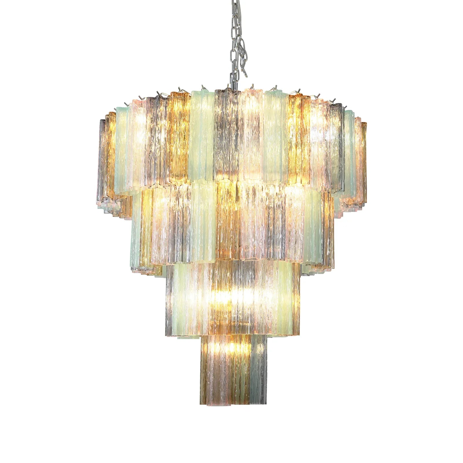 Multi Layered Stained Glass Chandelier by Bling Lighting Studio