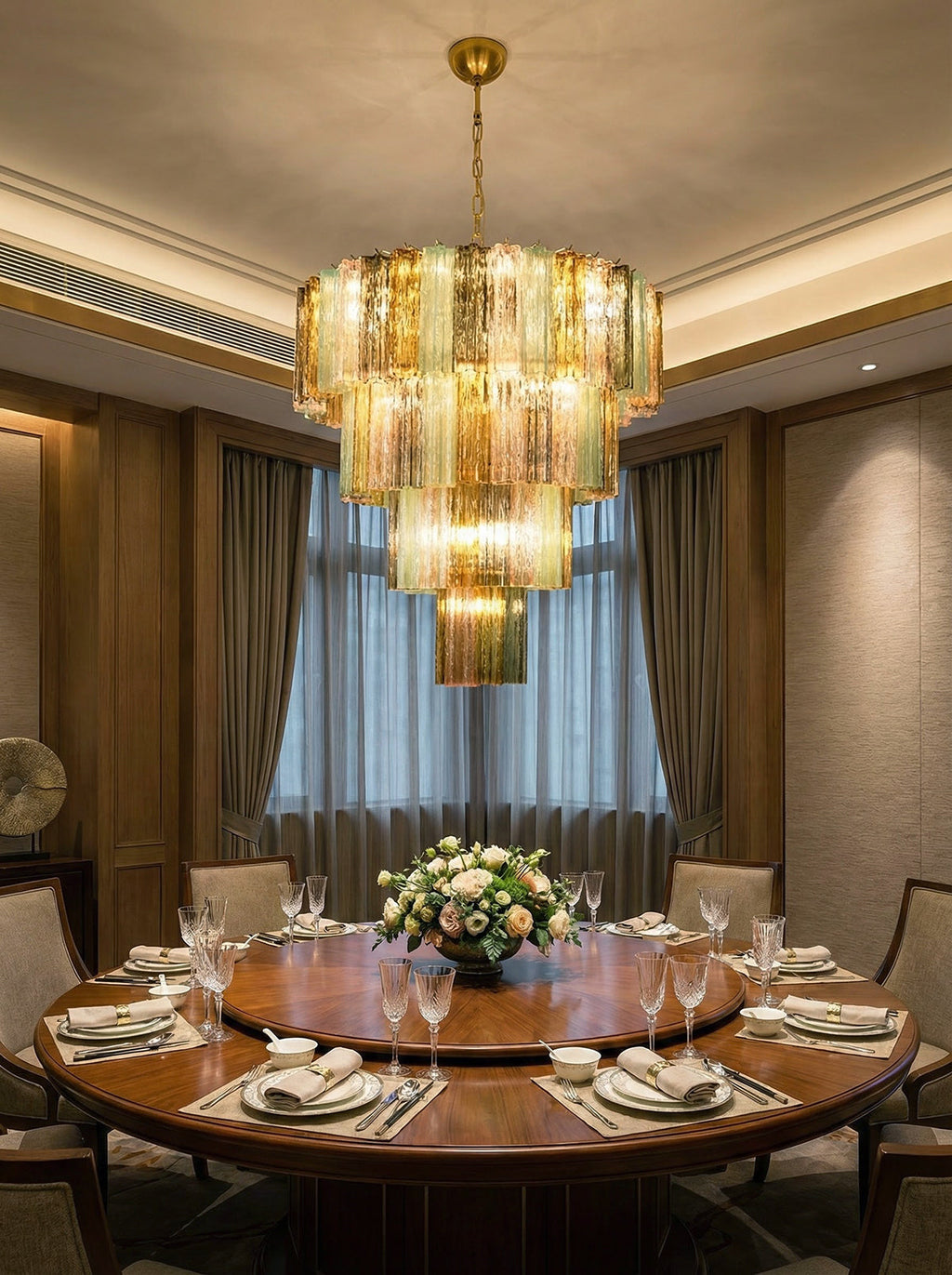 Multi Layered Stained Glass Chandelier product image