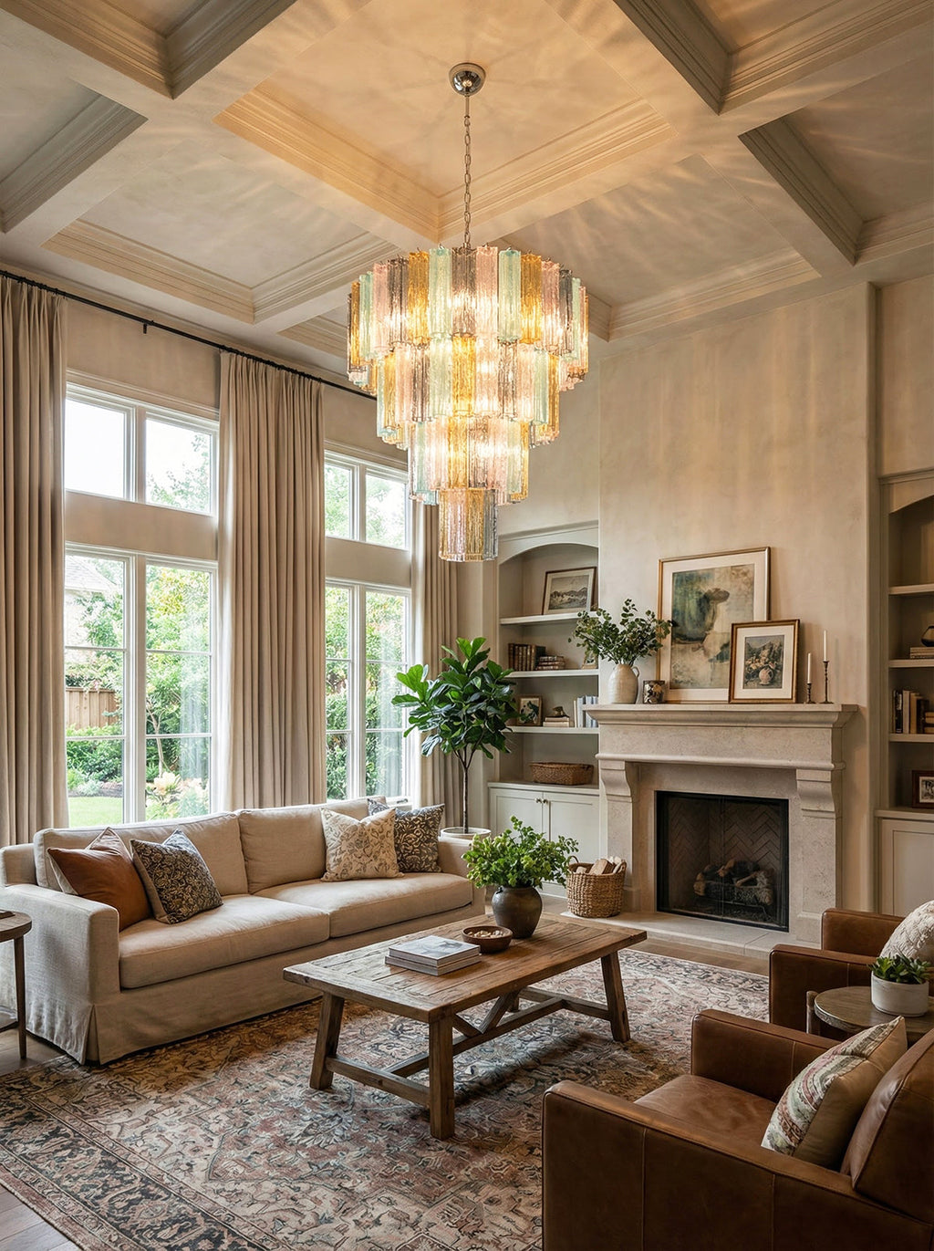 Multi Layered Stained Glass Chandelier material and finish detail