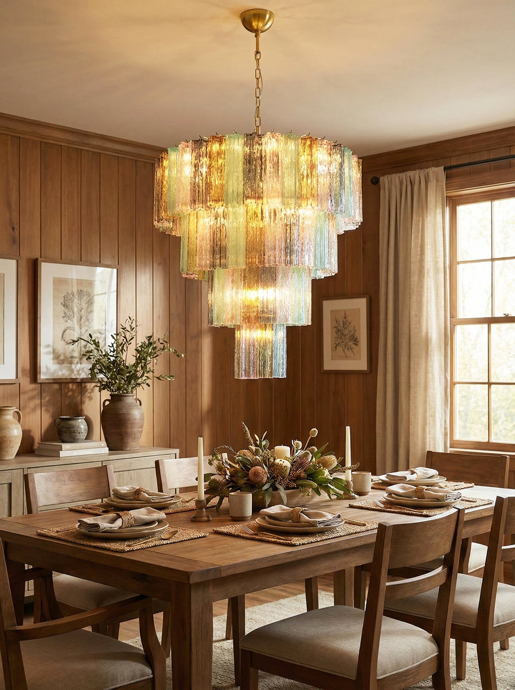 Multi Layered Stained Glass Chandelier product image