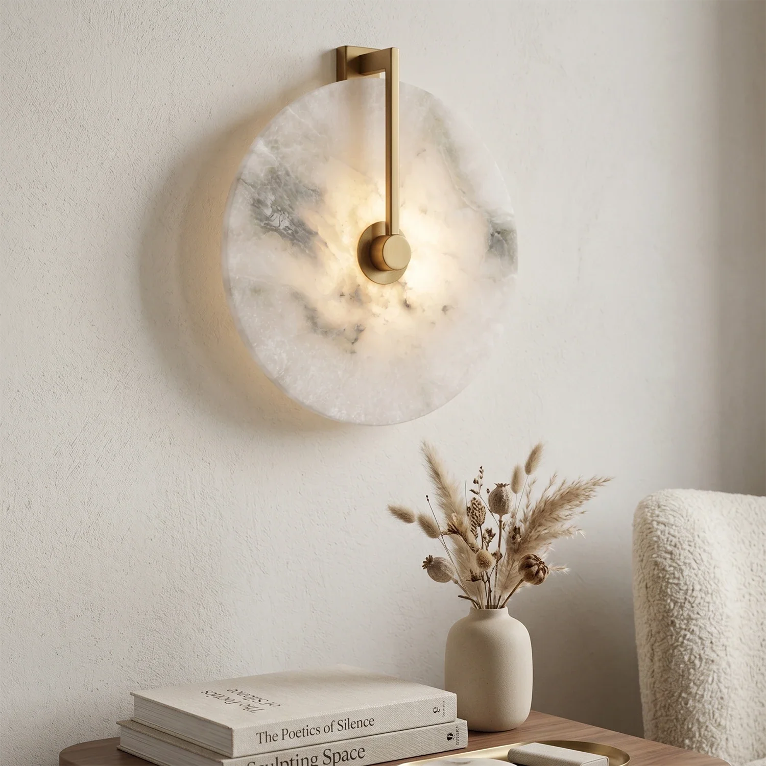 Natural Alabaster Disc LED Wall Sconce