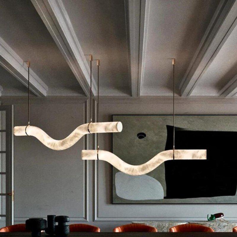 Glacera Simplicity Alabaster Curved Chandelier by Bling Lighting Studio