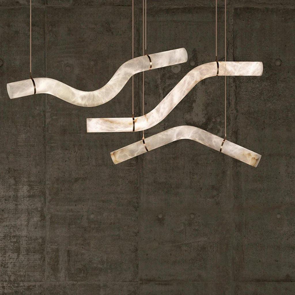 Glacera Simplicity Alabaster Curved Chandelier by Bling Lighting Studio