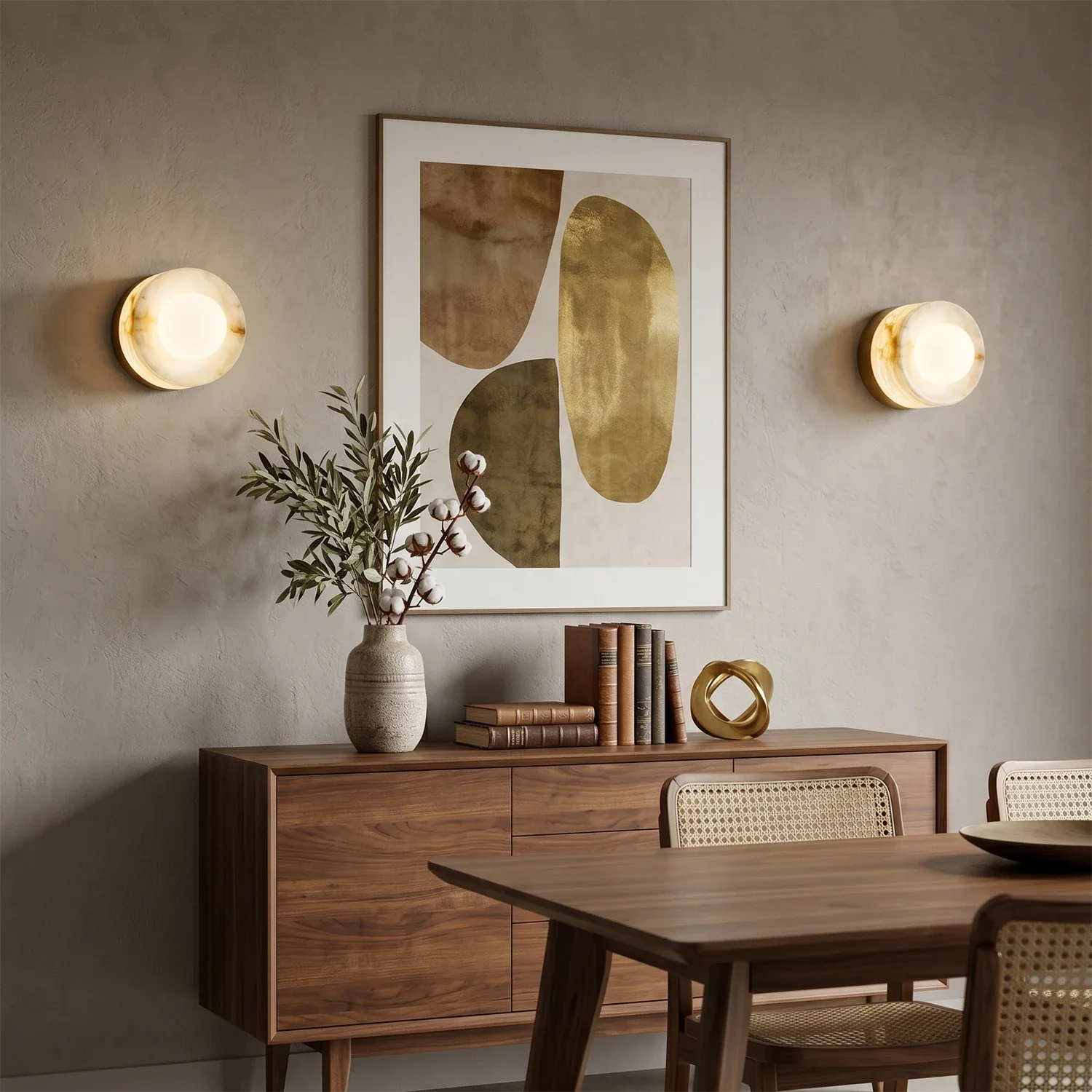 Orb Vessel Alabaster & Brass Wall Lamp