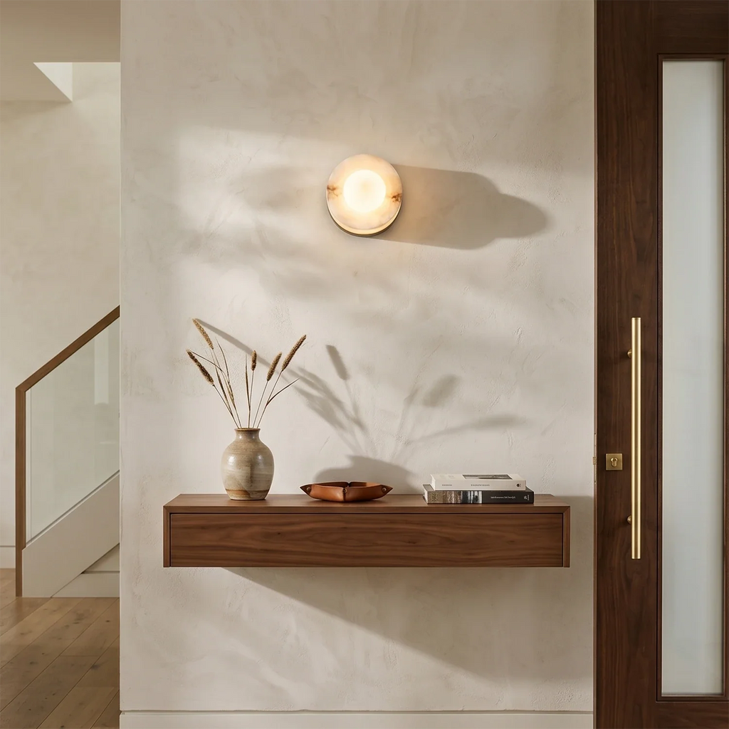 Orb Vessel Alabaster & Brass Wall Lamp