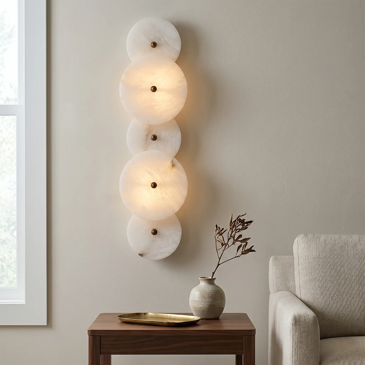Cosmic Round Alabaster Wall Sconce