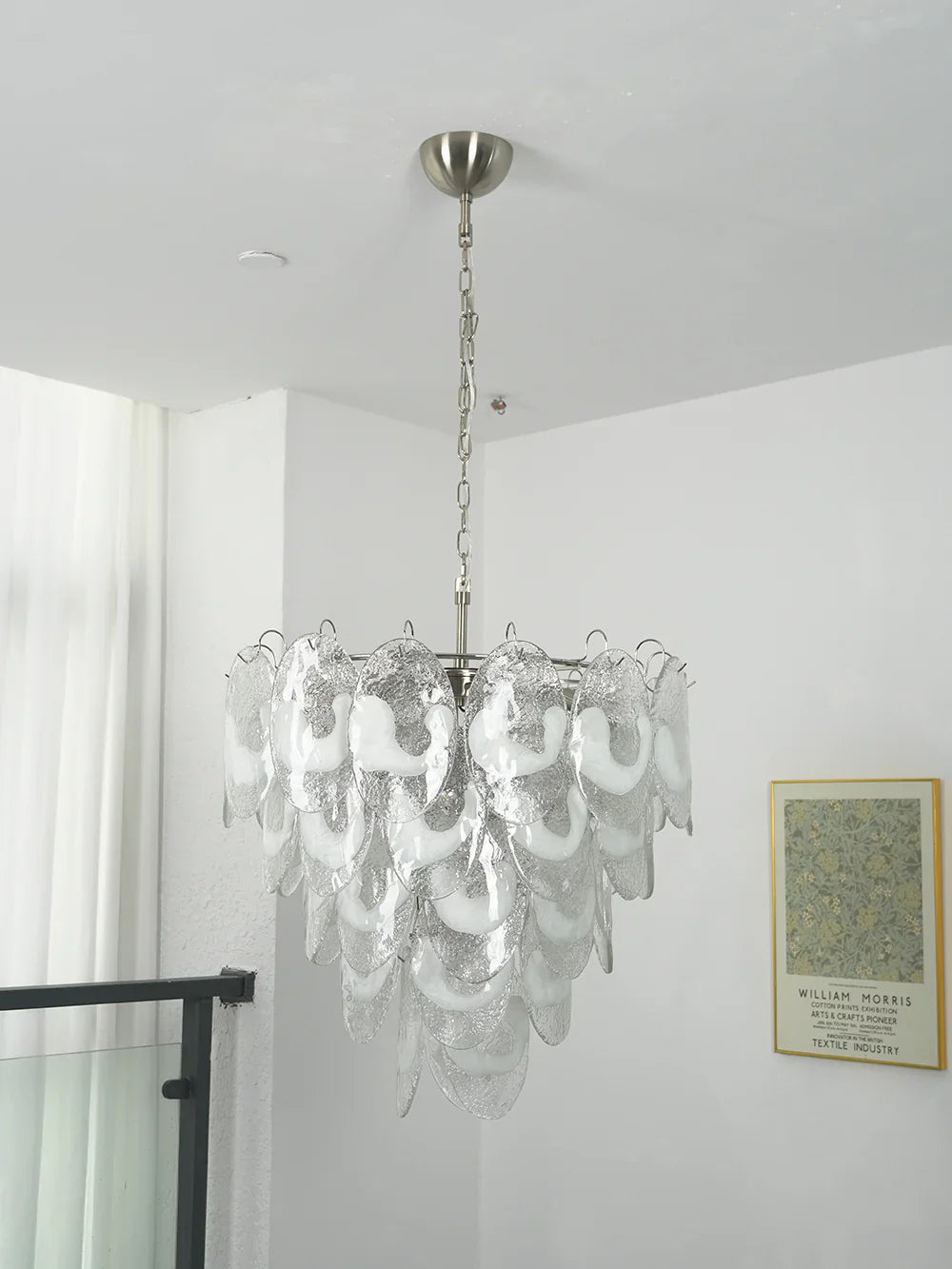 Oval Transparent Glass U Shape White Chandelier product image