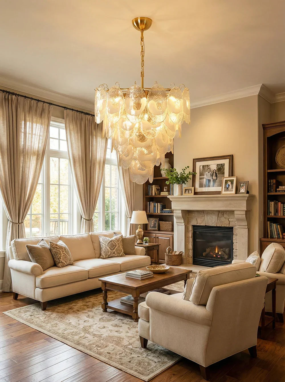 Oval Transparent Glass U Shape White Chandelier additional product view