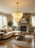 Oval Transparent Glass U Shape White Chandelier detail view