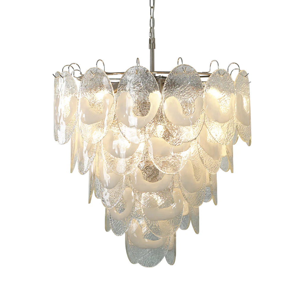 Oval Transparent Glass U Shape White Chandelier by Bling Lighting Studio