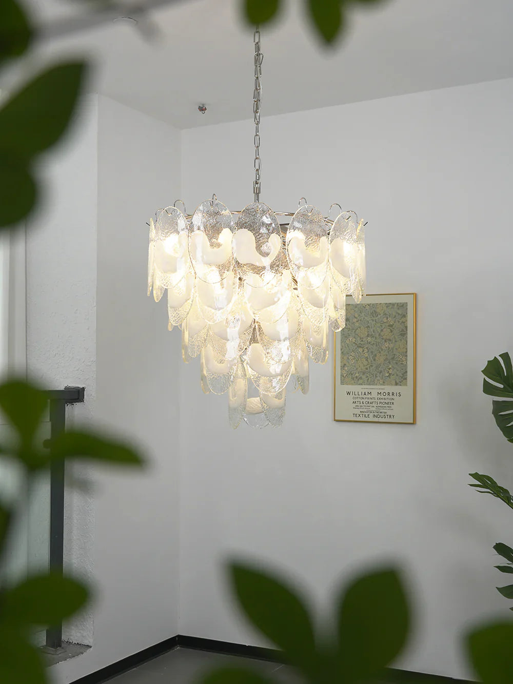 Oval Transparent Glass U Shape White Chandelier product image