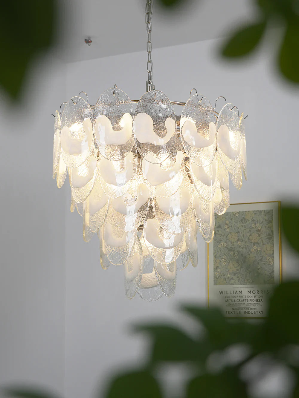 Oval Transparent Glass U Shape White Chandelier product image