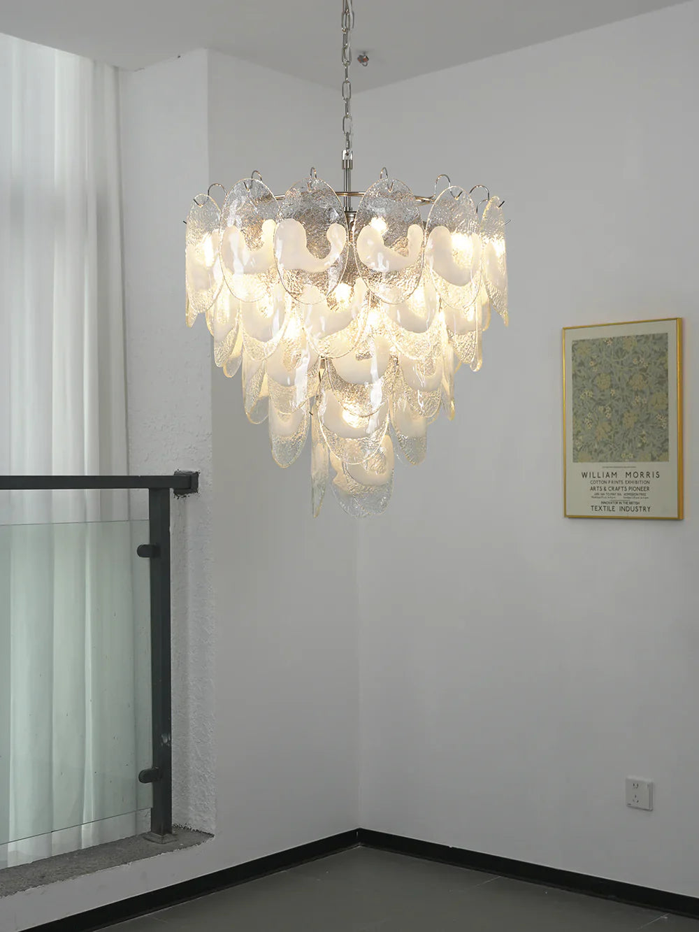 Oval Transparent Glass U Shape White Chandelier product image