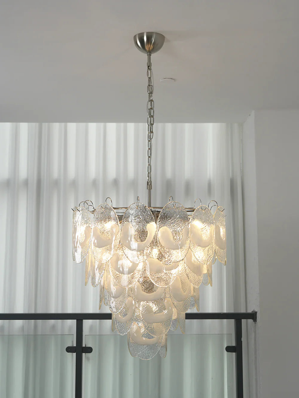 Oval Transparent Glass U Shape White Chandelier product image