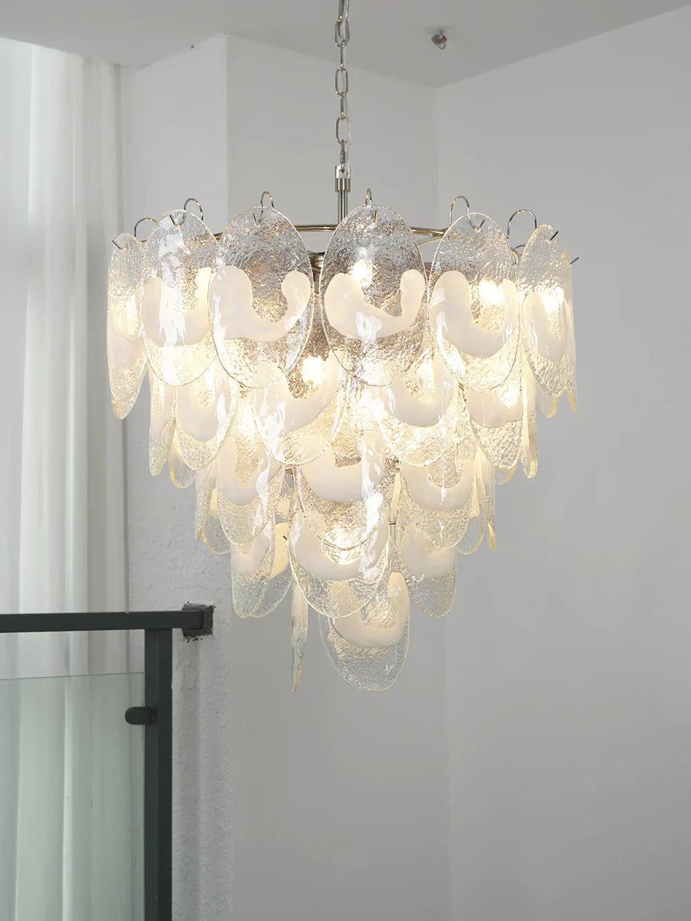 Oval Transparent Glass U Shape White Chandelier product image