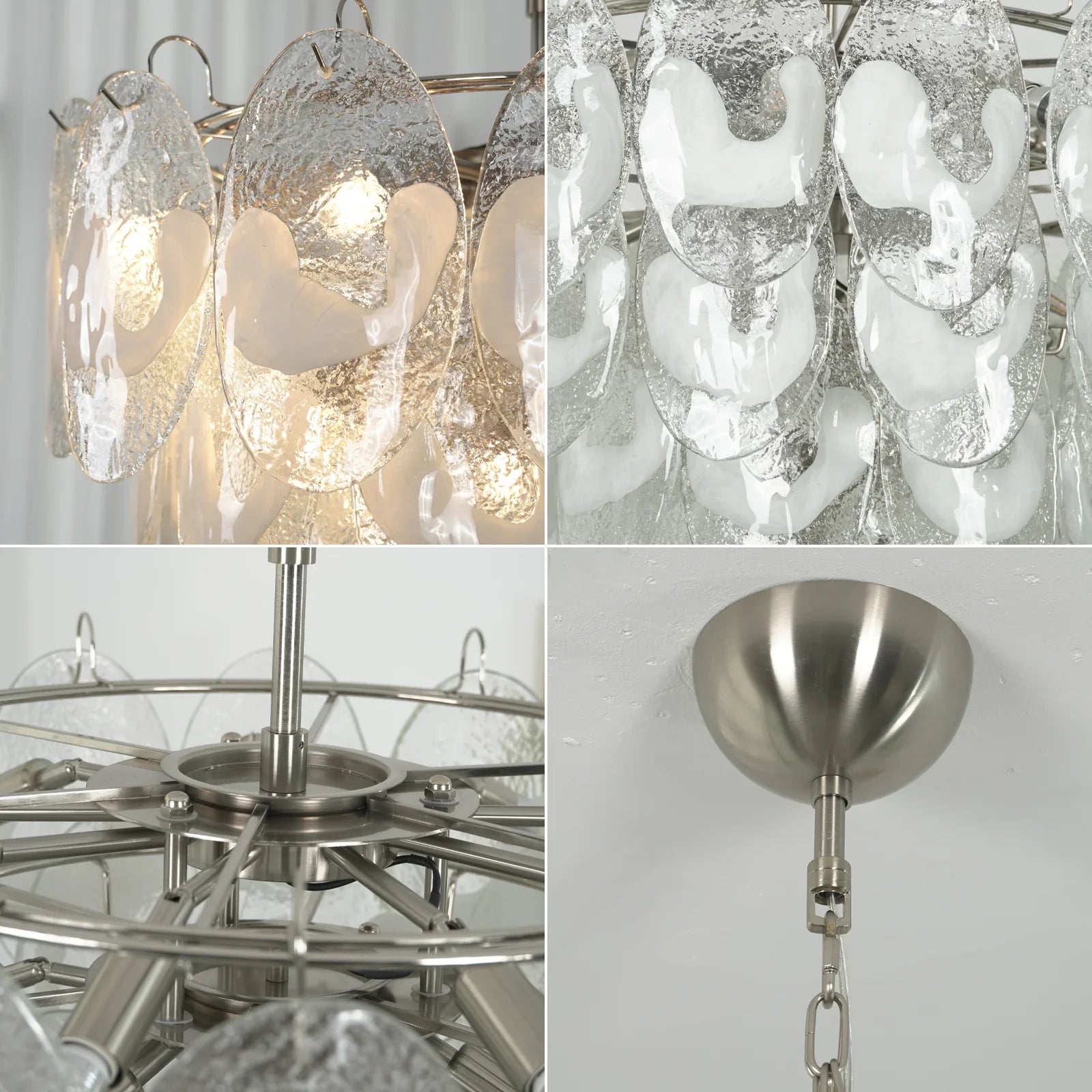 Oval Transparent Glass U Shape White Chandelier product image