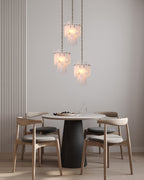 Tired Alabaster marble Cluster Chandelier 13" with adjustable chain