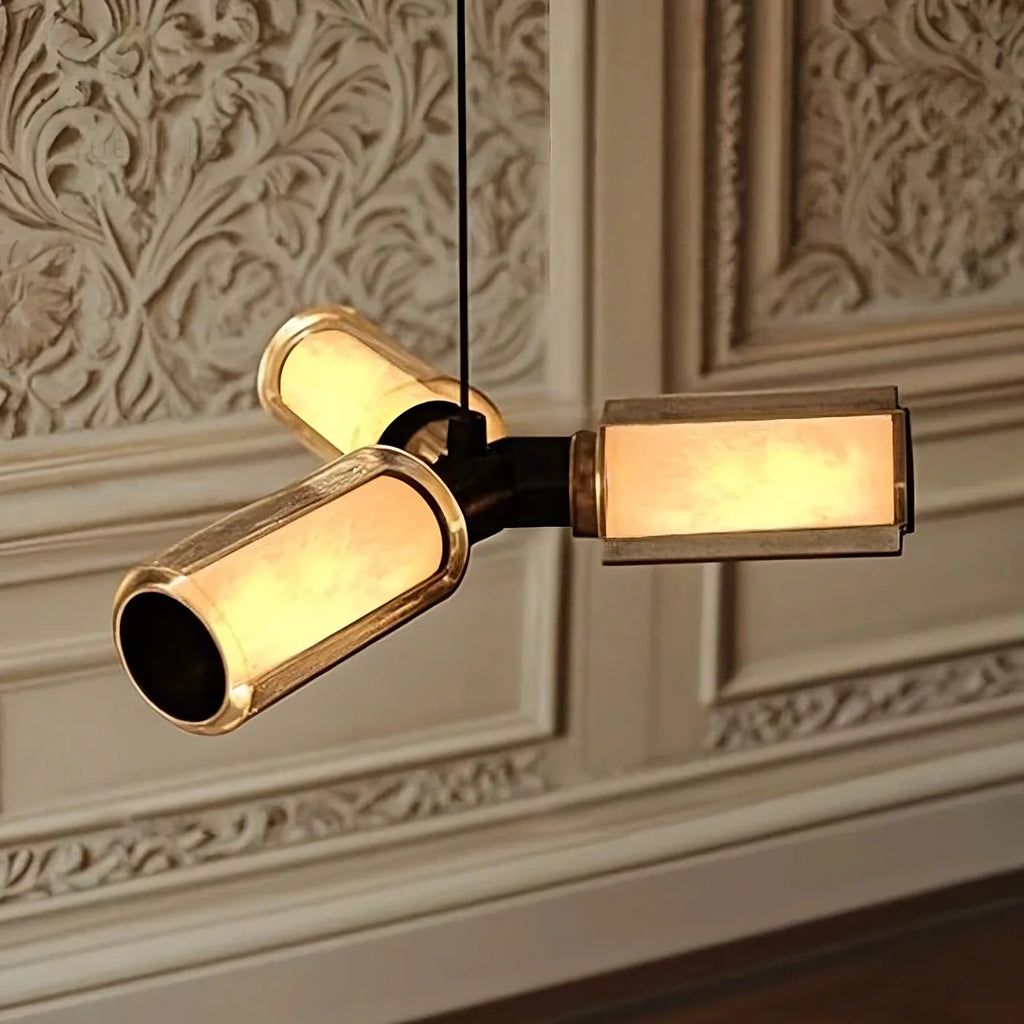 Lumière Alabaster & Glass Pendant by Bling Lighting Studio