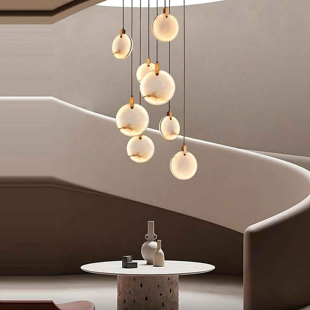 Moonshade Alabaster Disc Chandelier detail view