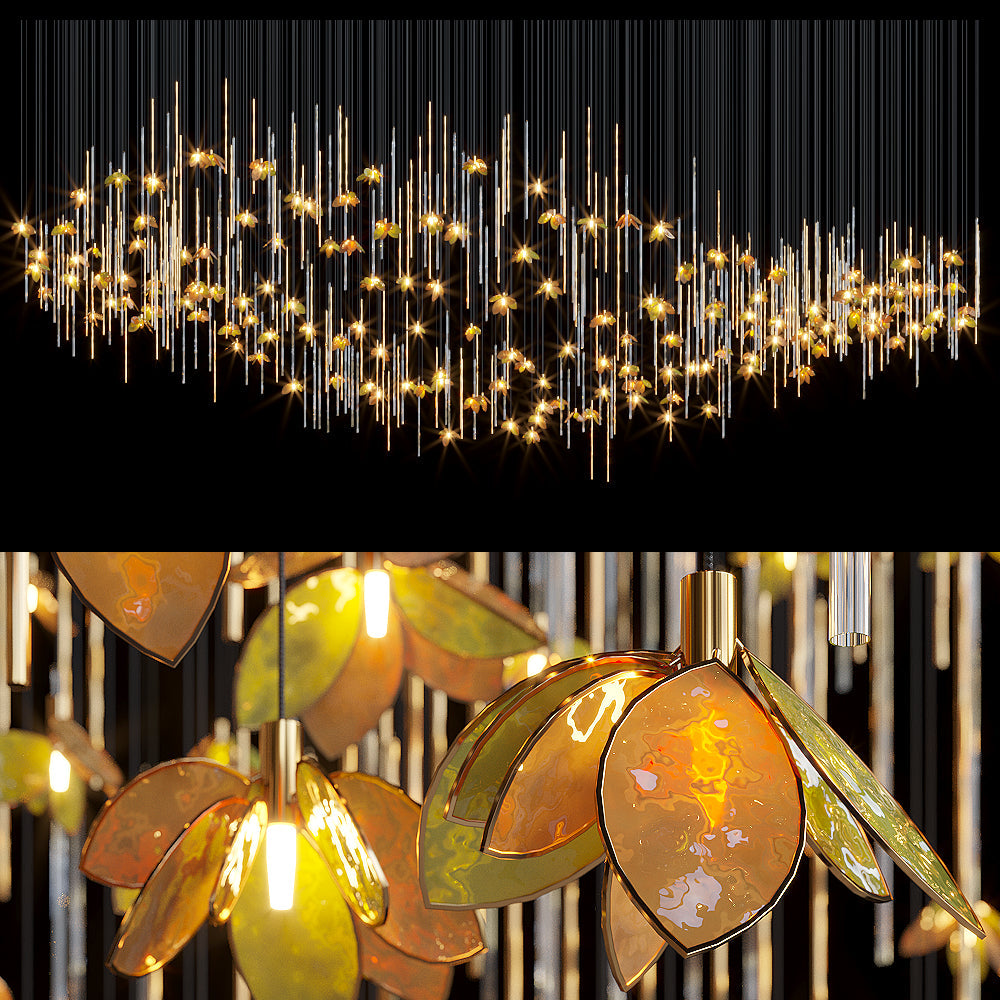 Amber Blossom Rain Chandelier