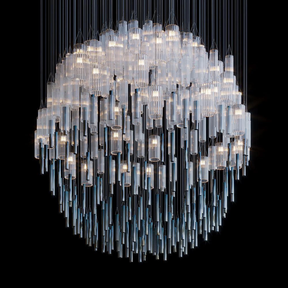 Frosted Tube Tower Chandelier