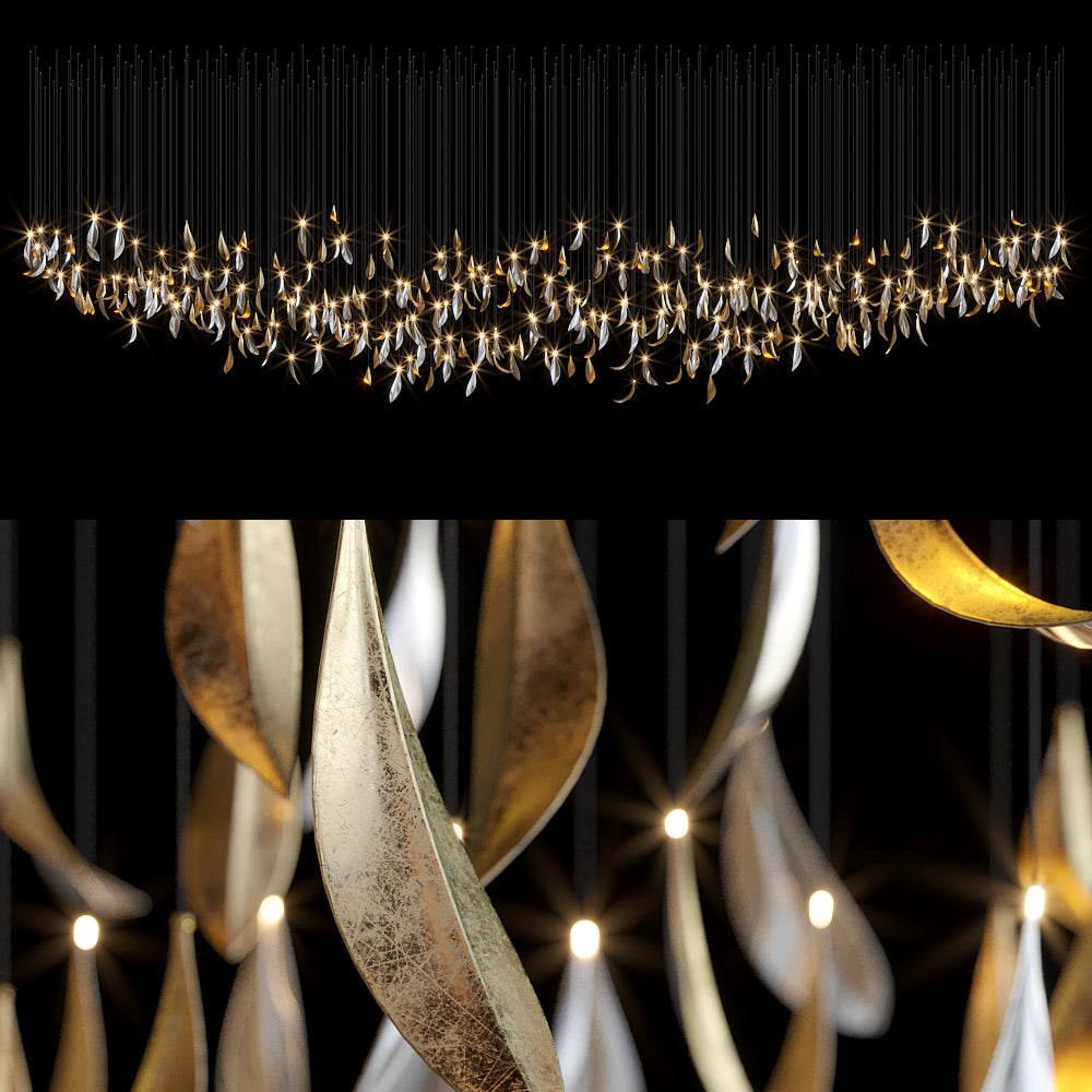 Gold Silver Leaf Rain Chandelier