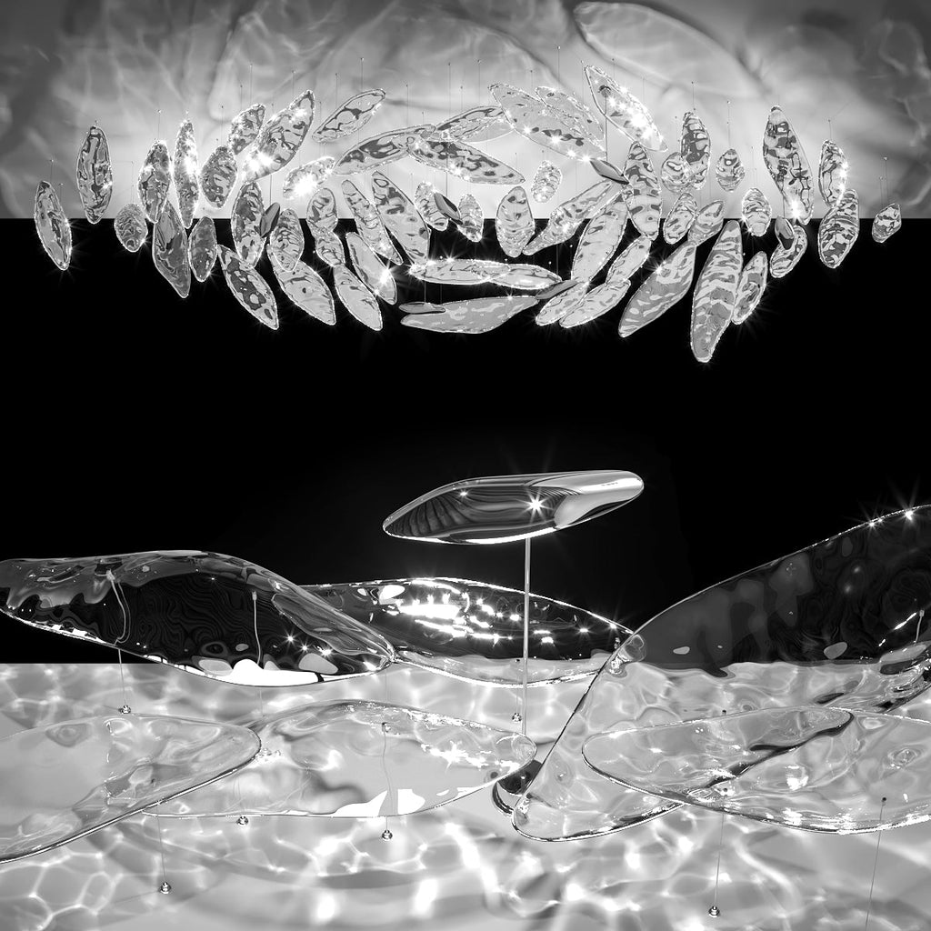Aqua Glass Manta Orbit Chandelier