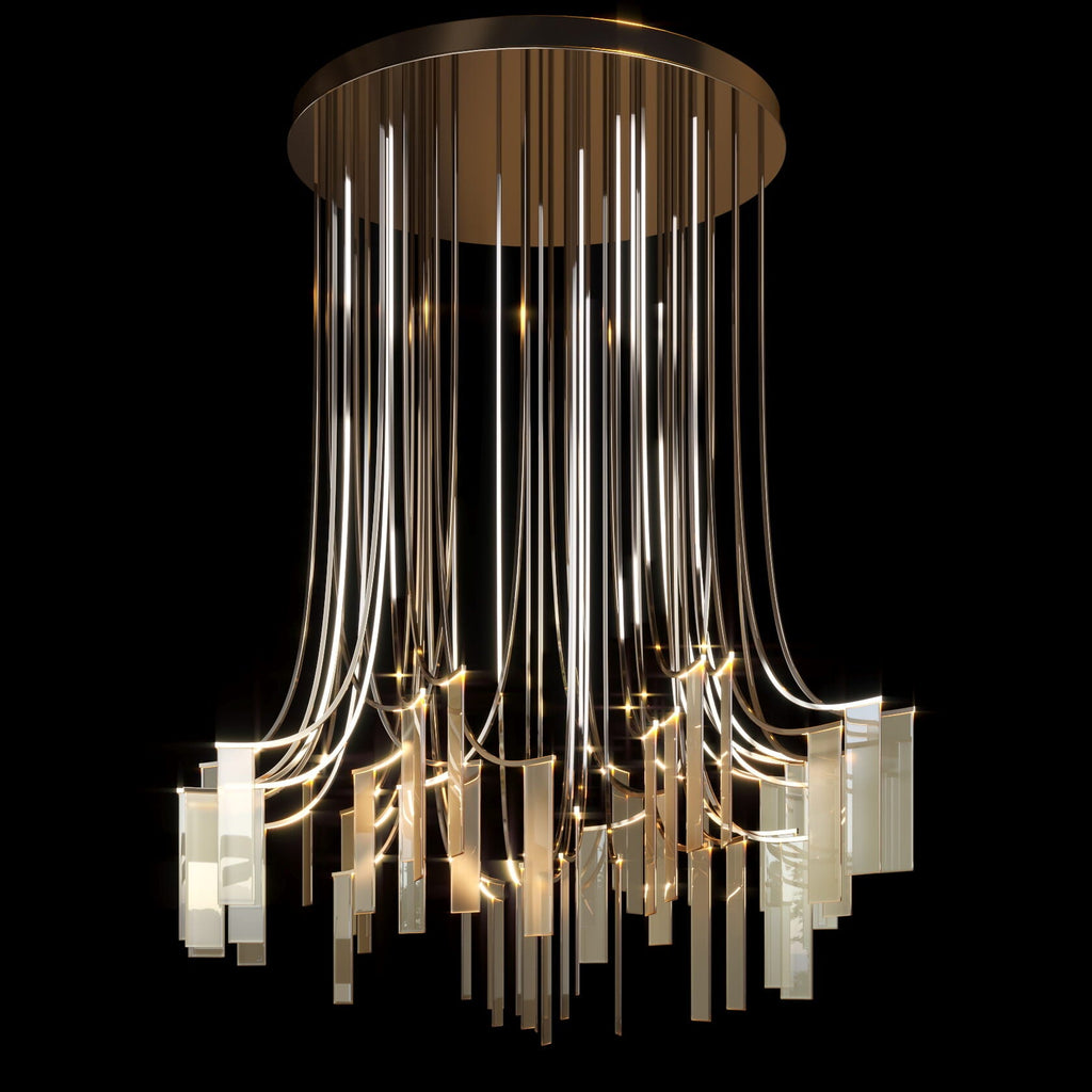 Linear Panel Cascade Chandelier