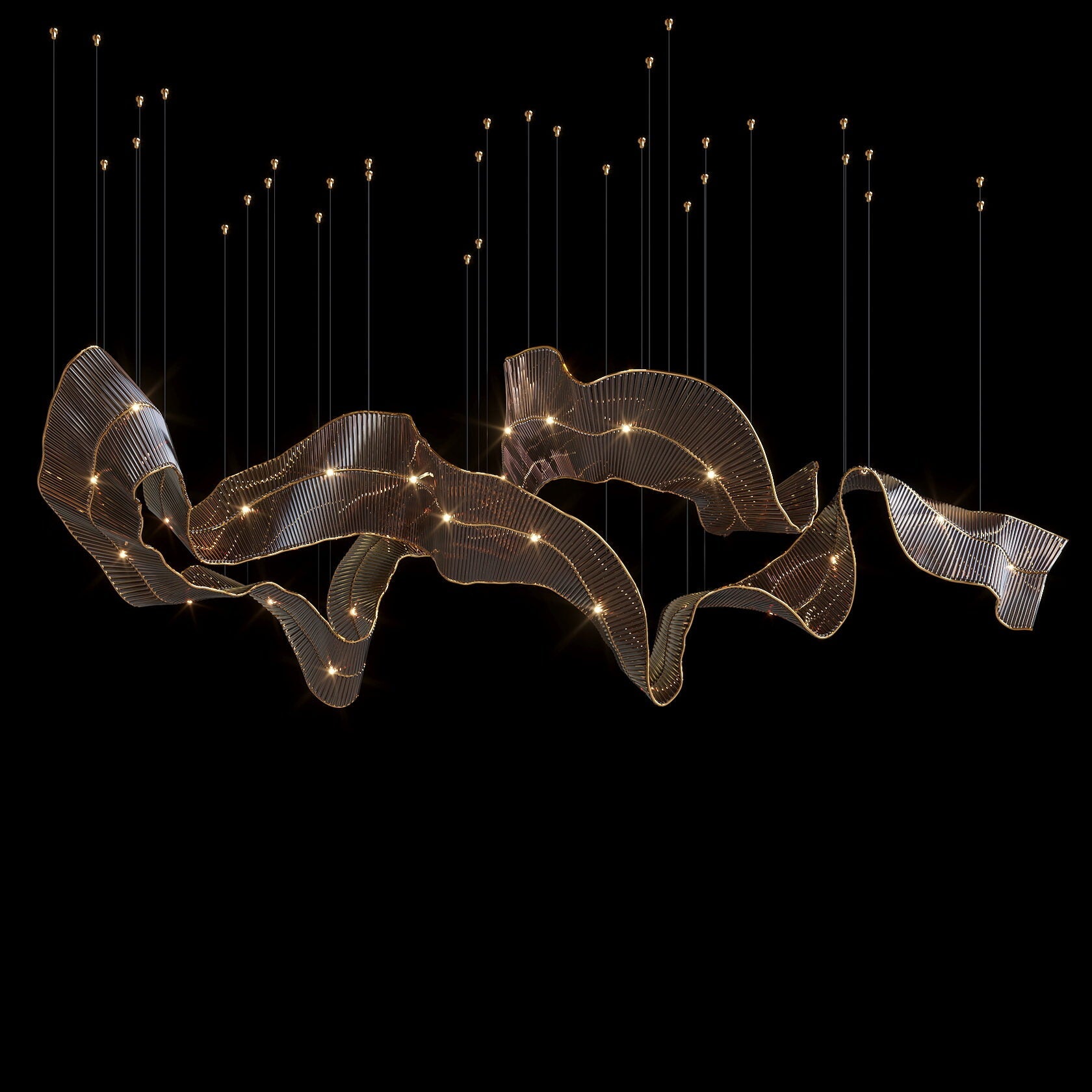 Bronze Ribbon Wave Chandelier