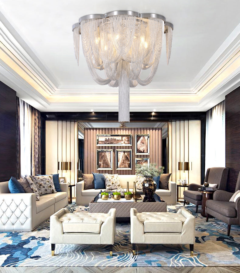 Tassel Long-Tail chandelier material and finish detail