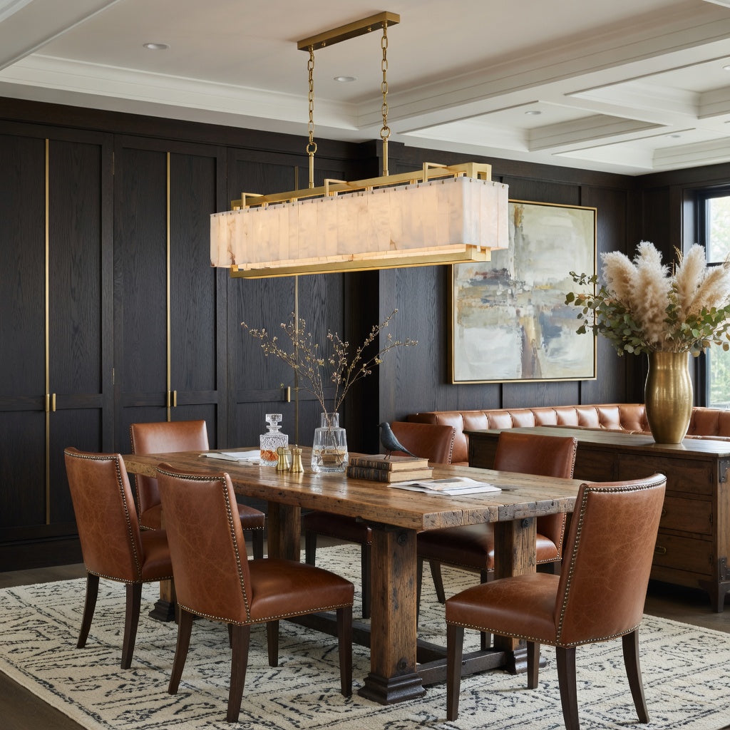 Valente Alabaster & Copper Modern Chandelier by Bling Lighting Studio