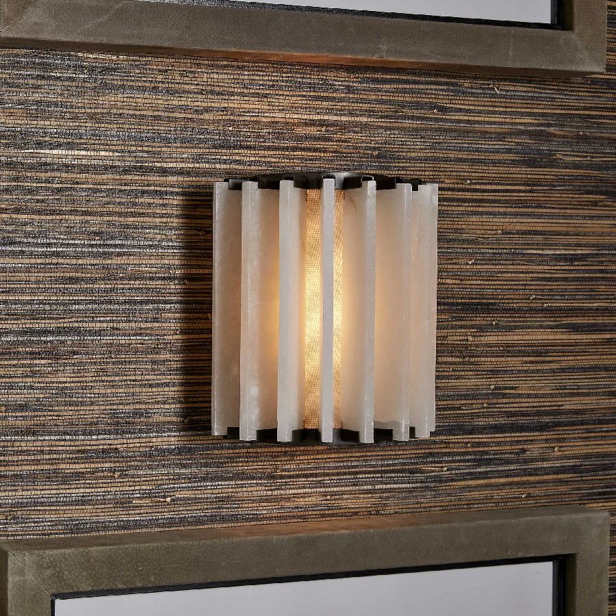 SYLIRA RIBBED ALABASTER PANEL SCONCE by Bling Lighting Studio