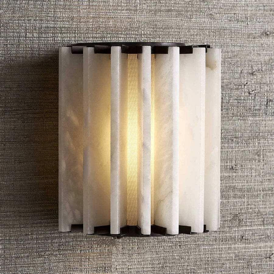 SYLIRA RIBBED ALABASTER PANEL SCONCE by Bling Lighting Studio