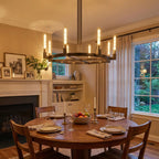 Round Brass Linear Chandelier