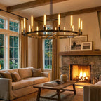 Round Brass Linear Chandelier