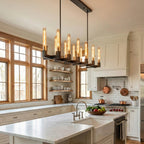 Round Brass Linear Chandelier