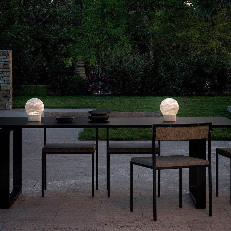 Wenny Round Alabaster Table Lamp by Bling Lighting Studio