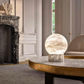 Wenny Round Alabaster Table Lamp by Bling Lighting Studio