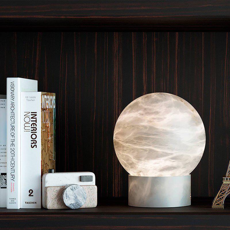 Wenny Round Alabaster Table Lamp by Bling Lighting Studio