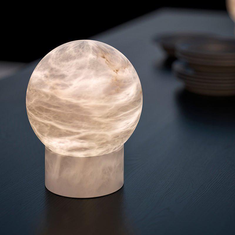 Wenny Round Alabaster Table Lamp by Bling Lighting Studio