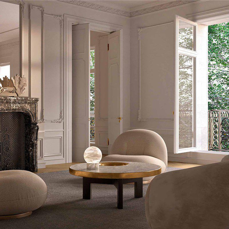 Wenny Round Alabaster Table Lamp by Bling Lighting Studio