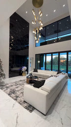 Modern Luxury Alabaster Chandelier with Golden Brass Frame, Organic Floating Design by Bling Lighting Studio