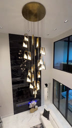 Modern Luxury Alabaster Chandelier with Golden Brass Frame, Organic Floating Design by Bling Lighting Studio