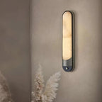 Sandford Stainless Steel & Alabaster Wall Sconce by Bling Lighting Studio