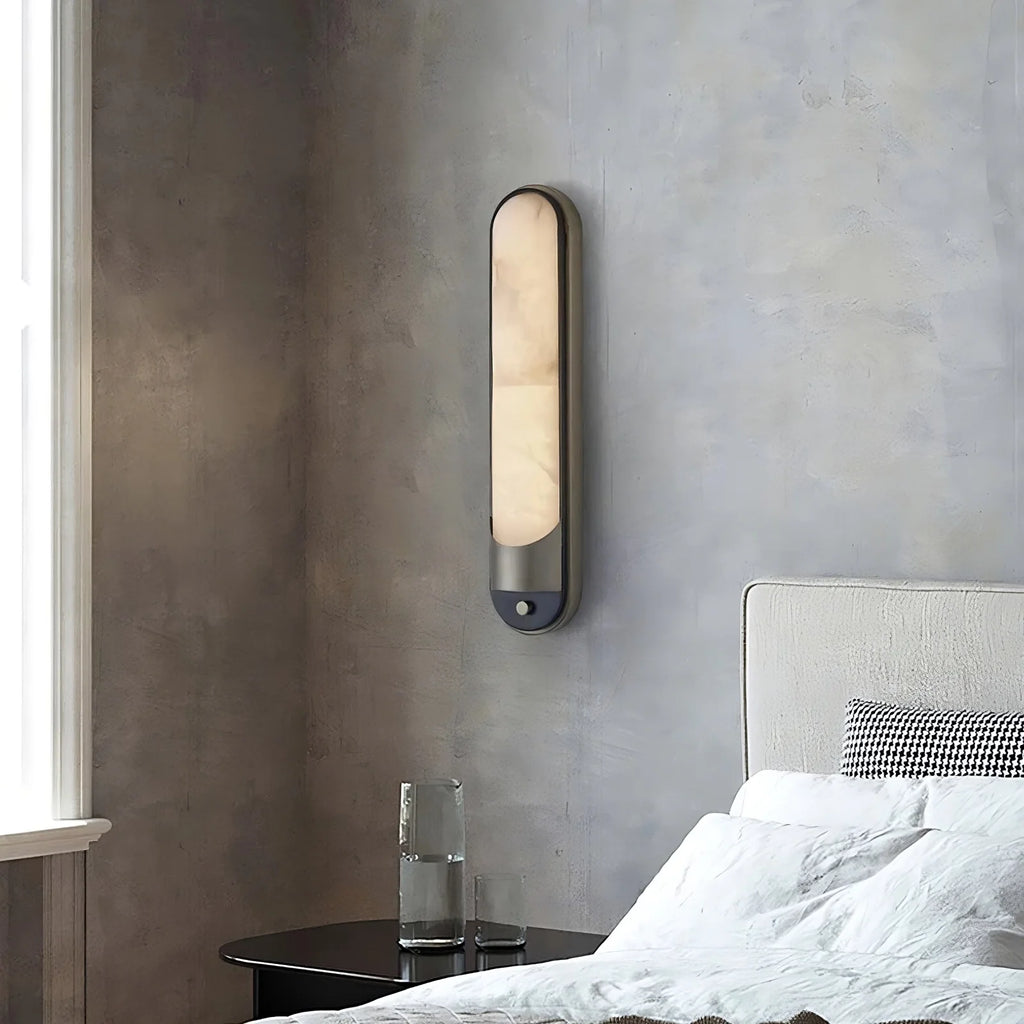 Sandford Stainless Steel & Alabaster Wall Sconce detail view