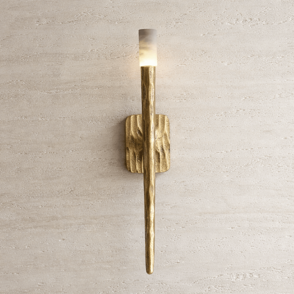 Valen Forged Brass Alabaster Wall Sconce by Bling Lighting Studio
