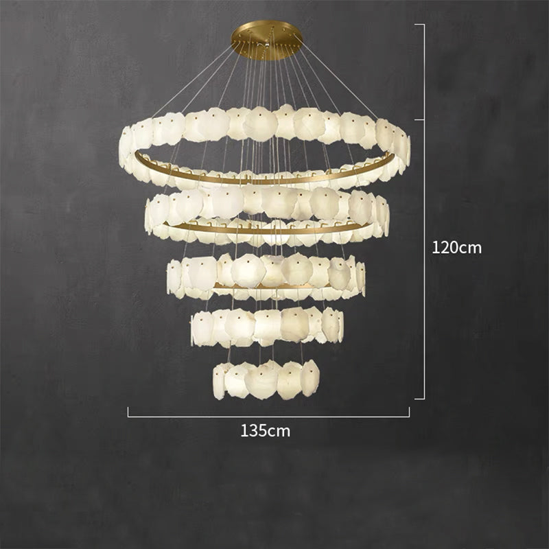 Modern Multi-layer White Alabaster Chandelier for Staircase/Foyer by Bling Lighting Studio